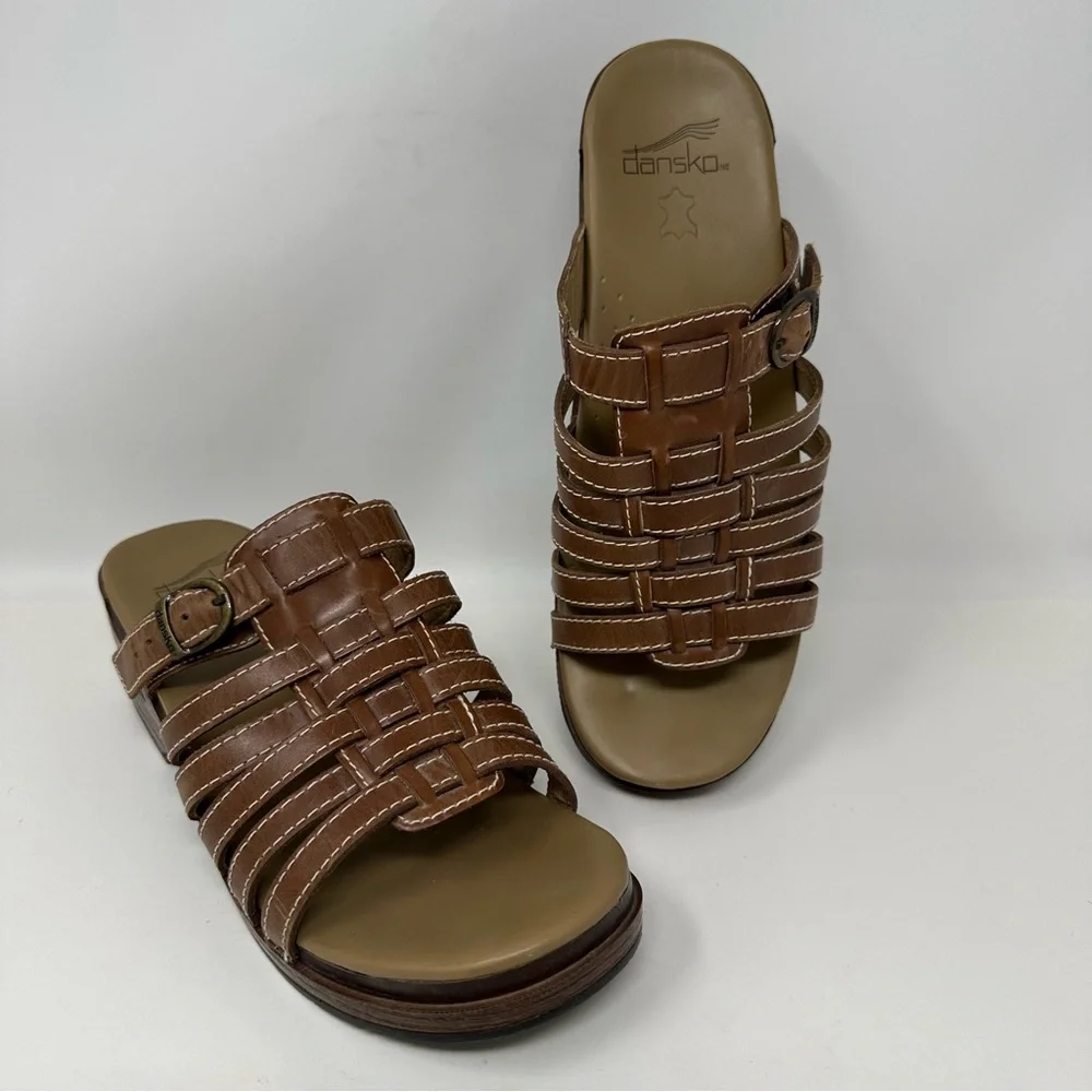 Dansko Marion Leather Sandals Brown Size 40, US 9.5-10